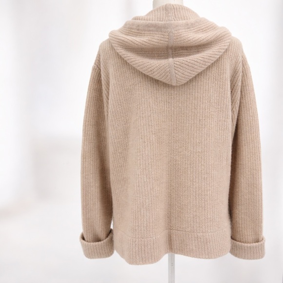 Pura Cashmere Women’s Zip Hoodie Sweater Neutral Beige 100% Cashmere XL Cozy - Picture 4 of 12